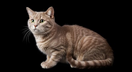 Obraz premium Cat Sitting on Black Background