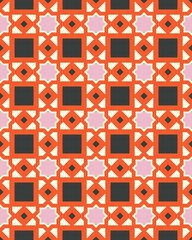 Geometric tiles showcase an intricate pattern with vibrant colors, creating a lively design that enhances any interior space