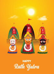 happy Jagannath Rathyatra Odisha festival vector poster