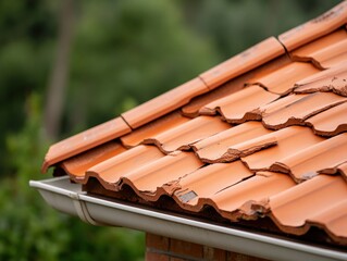 Damaged terracotta roof tiles