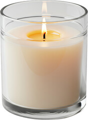 Tranquil Lit Candle in Clear Glass Jar Warm Light Home Decor Relaxation