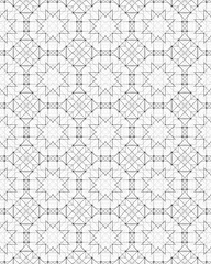 Detailed geometric pattern features interconnected octagons and lines, creating a harmonious and symmetrical design suitable for backgrounds