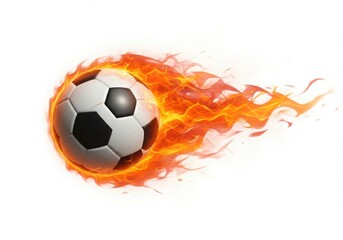 Fototapeta premium Soccer ball engulfed in flames illustration isolated on white background
