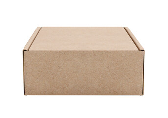 Brown cardboard box, transparent background