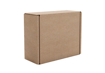 Brown cardboard box, transparent background