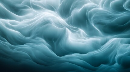 Obraz premium Abstract Teal Swirling Cloudscape, Dreamy Digital Art Background