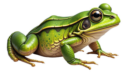 Obraz premium Vibrant green frog illustration with large eyes on white background for marketing campaigns, advertising, and branding materials, corporate presentations