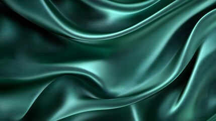 Fototapeta premium Deep teal silk fabric draped in elegant folds.