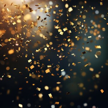 Golden confetti in a festive atmosphere.