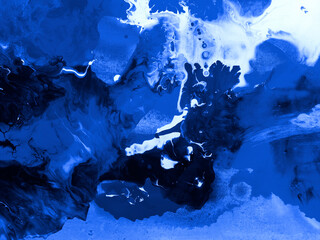 Abstract dark blue paint texture, acrylic painting. Сreative hand painted background.