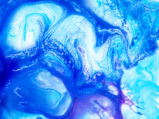 Blue wave, abstract creative hand painted background, marble texture
