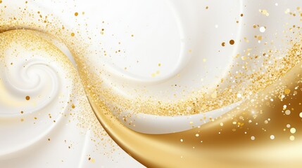 swirl gold sparkles white background