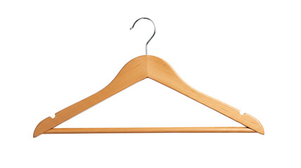 Wooden clothes hanger apparel garment closet storage organization aid isolated on a transparent background