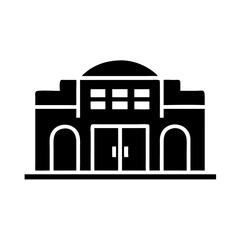 Naklejka premium Building design featuring an iconic structure with a dome and arched entrances in a minimalist style