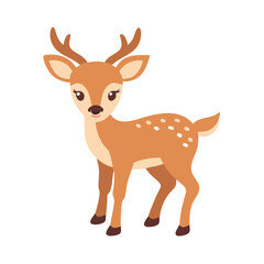 Fototapeta premium Cute young deer standing in a playful stance against a simple background with a charming expression on its face