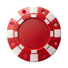 Red Poker Chip Closeup isolated on transparent background