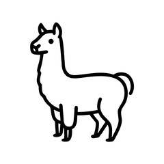 Naklejka premium Cute line drawing of a llama standing in a playful pose in a minimalist style against a white background