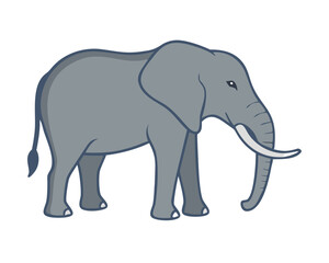 Fototapeta premium Elephant standing proudly in a natural habitat surrounded by greenery at midday