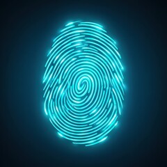 Fingerprint scanning on transparent device with glowing access lines, secure digital business