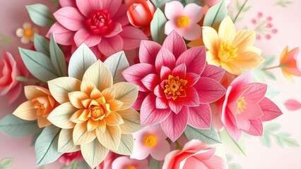 Obraz premium Mother's Day floral paper art crafted with digital AI tools