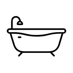 Outline of a modern bathtub with a sleek design and a faucet, perfect for bathroom decor ideas and relaxation