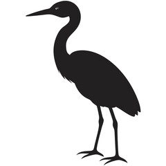 Obraz premium Elegant heron stands still in shallow water during a calm morning at a serene lakeside location