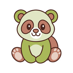 Obraz premium A cartoon panda character is depicted sitting happily with a smile