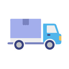 Delivery truck transporting goods through a city street during daylight hours