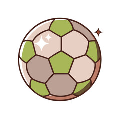 Obraz premium Colorful soccer ball with geometric design sitting on a plain background highlights playful spirit of the game