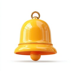 3D Render of Yellow Notification Bell Icon Isolated on White