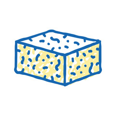 tofu block vegan food icon doodle illustration