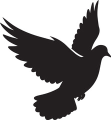 Silhouette dove of peace vector illustration. Single dove on white background. 