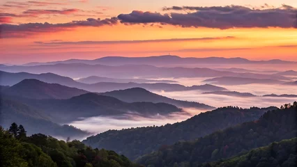 Fototapete Rund sunset in the mountains © Mreetunjoy