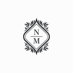 NM Initials Wedding Logo Vector Art  Icons  and Graphics
