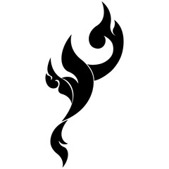 Silhouette cutout of a pointed tip of a Thai pattern element