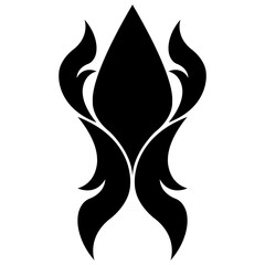 Thai pattern element animated flame suitable for tribal tattoo design or decorative element silhouette logo icon.