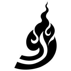 The silhouette collage of Thai patterns has curves and pointed ends.