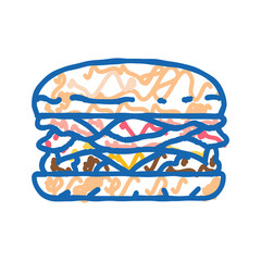 bacon cheeseburger food icon doodle illustration