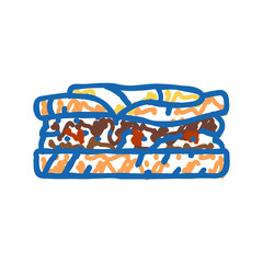 patty melt food icon doodle illustration