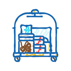 luggage cart hospitality hotel icon doodle illustration