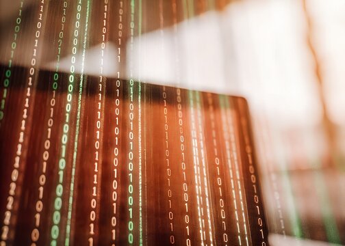 Abstract Red and Green Digital Code Matrix Background