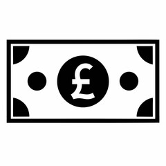 Black And White Graphic Depiction Of British Pound Sterling Currency Icon