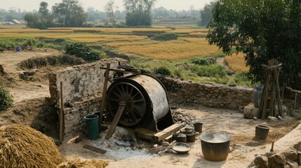 Antique rural rice mill