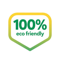 Eco friendly badge with green text on transparent background and gradient border over black