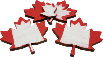 Canadian Maple Leaf Decorations Red and White Wooden Crafts for Canada Day