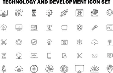 Modern Technology and Development Icons  Vector Set for Software, Tools, and Innovation Projects