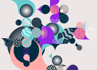 Fototapeta premium Abstract geometric composition of colorful patterned circles and balls. Art geometric background.