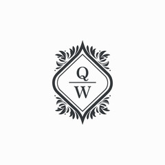 Fototapeta premium QW Initials Wedding Logo Vector Art Icons and Graphics