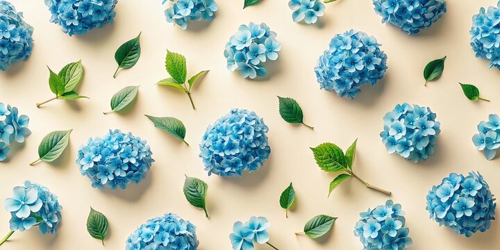 Cream Background Blue Hydrangea Flower Pattern - Calm & Sophisticated Floral Design