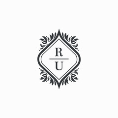 RU Initials Wedding Logo Vector Art  Icons  and Graphics